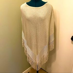 White House black market gold poncho with fringe